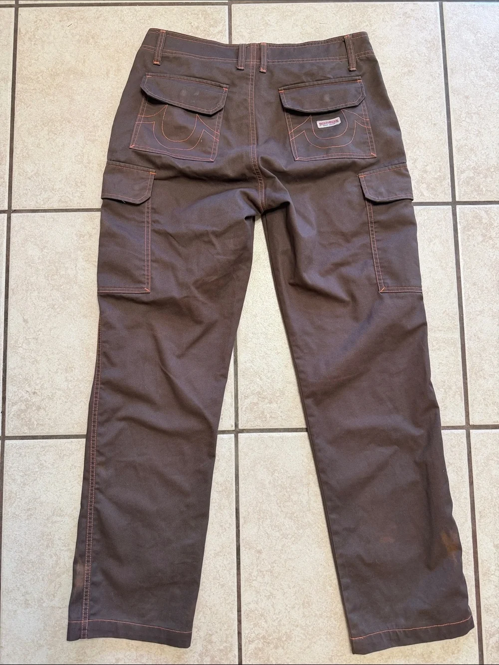 True Religion Brown Cargo Pants Men’s 30 Utility Y2K Streetwear Flap Pocket
